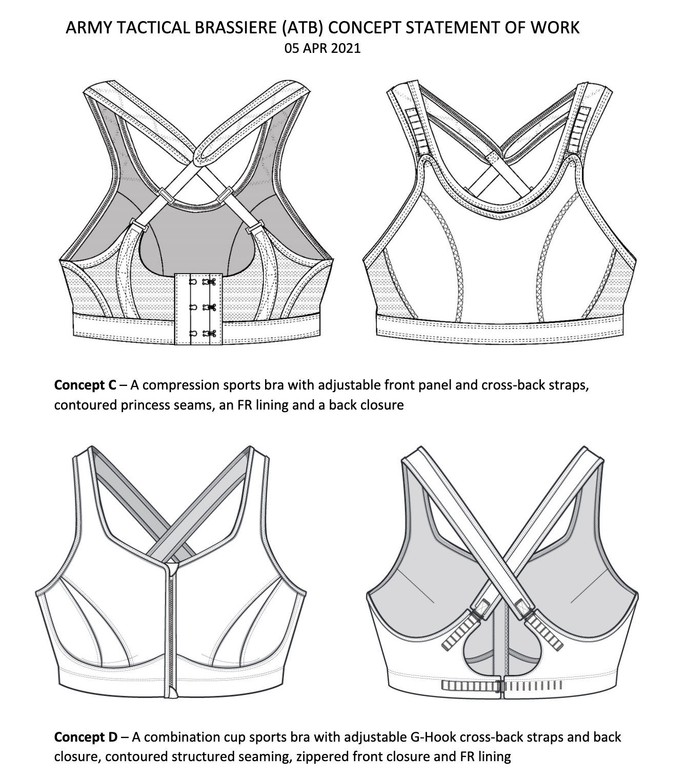 ABC News - Experts have developed four prototypes of the Army Tactical  Brassiere, the branch's first high-impact, flame-resistant sports bra.
